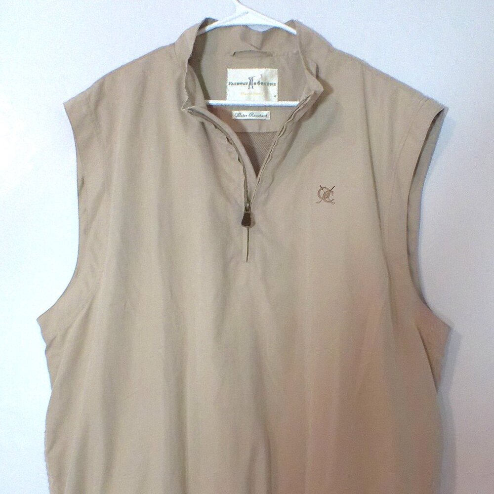 Fairway & Greene Water Resistant Golf Vest – Men’s XL – Beige Quarter Zip